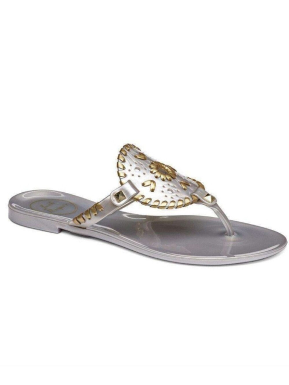 JACK ROGERS Georgica Silver & Gold Jelly Thong Sandal Sz 6